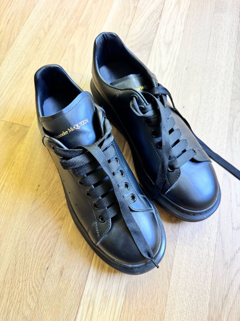 Alexander McQueen Black Leather Platform Sneakers